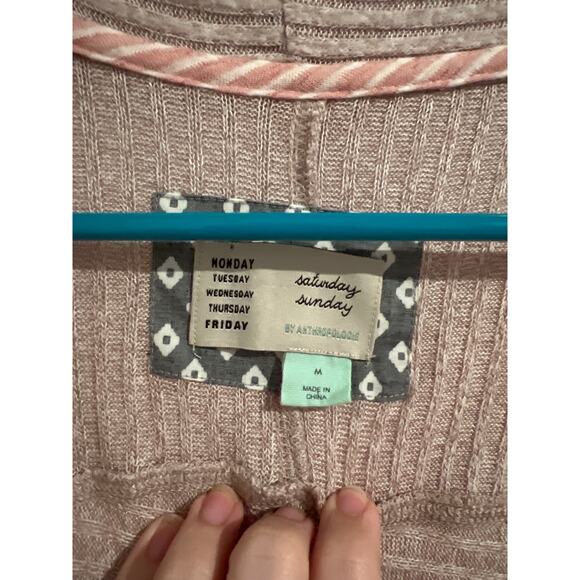 Saturday/Sunday by Anthropologie Ribbed Long Cardigan M Beige/Pink Undertone - Picture 4 of 7